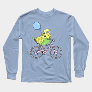 green budgie on a bike Long Sleeve T-Shirt